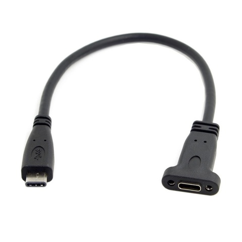 USB-C USB tipo C USB 3,1 extensión de macho a hembra, Cable de datos con tornillo de montaje Panel longitud agujero: 20cm conector tipo C es el nuevo ► Foto 1/3