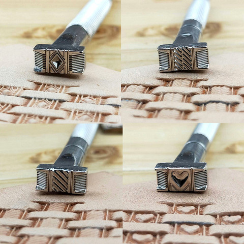 Herramientas de grabado en cuero, perforadora de cuero para estampar, Logo de trabajo de tallado, patrón de flor de corazón, aleación de 13mm x 6mm ► Foto 1/6