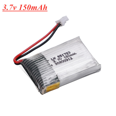 Piezas de cuadricóptero de control remoto, 3,7 V, 150mAh, 651723 para H20 Syma S8 M67 U839, batería Lipo de 3,7 V, 150mAh con enchufe de 1,25mm ► Foto 1/3