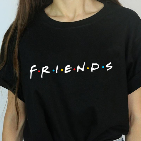 Camiseta con estampado de letras FRIENDS de talla grande para mujer, camiseta divertida informal de algodón para mujer, camiseta Hipster ► Foto 1/6