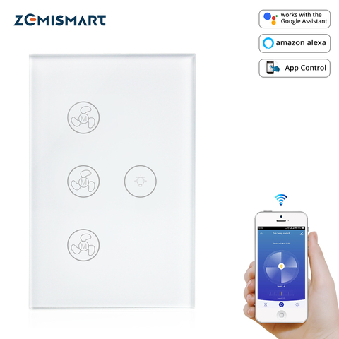 Zemismart WiFi inteligente interruptor del ventilador de luz de trabajo con Alexa Google vida inteligente aplicación de Control de voz ► Foto 1/6