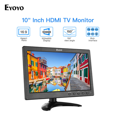 Eyoyo-Monitor HDMI para TV, pantalla LCD pequeña de 10 pulgadas, 1024x600, con VGA, AV, USB, pantalla de Control remoto para DVD, PC, sistema de seguridad CCTV ► Foto 1/6