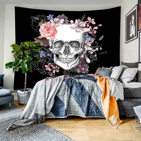 Tapiz para colgar en la pared, tapiz con estampado de calavera y Mandala, esterilla de Yoga, decoración de dormitorio, toalla de playa Bohemia, mantel, tapiz de Halloween ► Foto 1/6