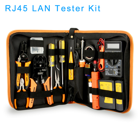 RJ45 LAN Tester juego de herramientas de reparación de redes RJ45 RJ11 RJ12 red Cable Tracker alicate Crimper Plug Clamp PC Drop Shipping ► Foto 1/6