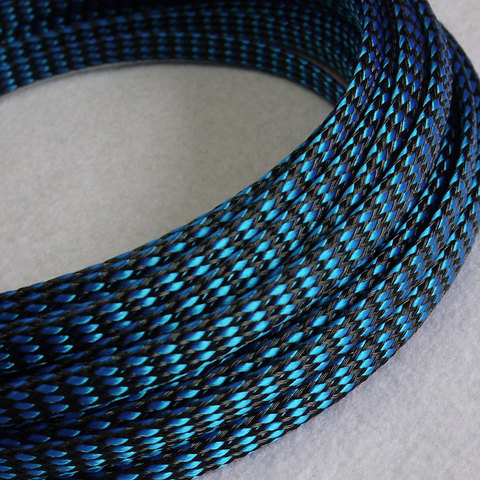 Cable PET manga 4mm/8mm/12mm azul negro PP hilo de algodón de la trenza de alambre de piel de serpiente proteger de malla de Nylon cable de señal conjuntos ► Foto 1/1