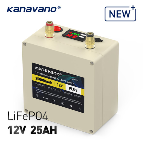 Paquete de batería LifePO4 de 12V y 25 AH con BMS para banco de energía de respaldo de 12,8 V y 25000mAh, panel de energía solar portátil con 4A EU/cargador para EUA ► Foto 1/5