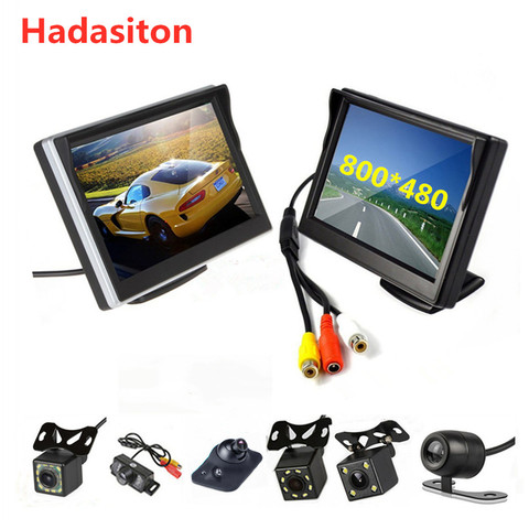 Pantalla LCD TFT de 5 pulgadas Monitor de coche Monitor HD800 * 480 para estacionar marcha atrás con 2 Entrada de video, cámara trasera opcional ► Foto 1/6