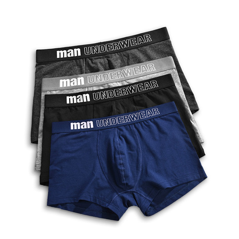 Calzoncillos bóxer para hombre, ropa interior para hombre, calzoncillos bóxer de algodón para hombre, bañadores sólidos ► Foto 1/6