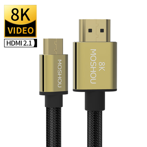 Moshou-Adaptador de alta velocidad 3D de 8K Mini HDMI, compatible con Cable de 1080p HD, enchufe chapado en oro para cámara, monitor, proyector, notebook, TV ► Foto 1/6