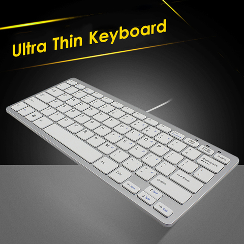 CHYI-teclado portátil Mini delgado con Cable Usb, teclado blanco ultrafino para ordenador portátil, teclado ergonómico de oficina para Mac ► Foto 1/6