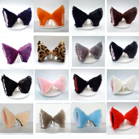 Accesorios de disfraces para fiesta de Halloween y Navidad para hombre y mujer, pinzas para el pelo con orejas de gato, zorro, traje de pelo largo, diadema de felpa ► Foto 1/6