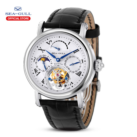 Seagull-reloj con Tourbillon para hombre, pulsera mecánica multifuncional con calendario, energía, fase solar, de lujo, 818.907 ► Foto 1/6