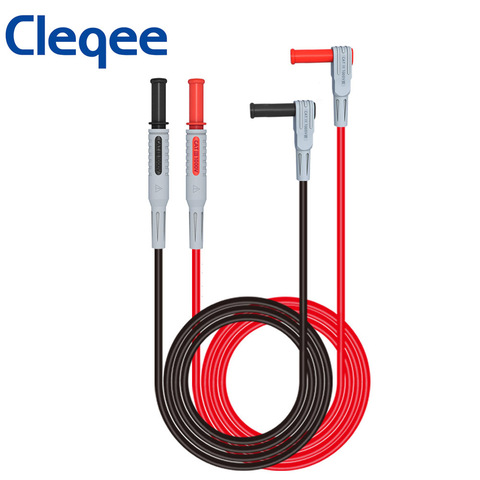 Cleqee-cables de prueba P1033, 4mm, conector Banana, línea de prueba moldeada por inyección, Cable recto a curvo para pruebas de multímetro ► Foto 1/5