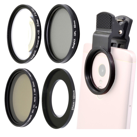 KnightX-kit de lentes polarizadas para teléfono móvil, kit de lentes Macro con filtro ND de 52MM de densidad neutra cpl para iPhone, Samsung, Redmi 7, Huawei ► Foto 1/1