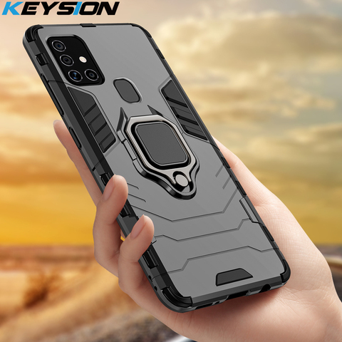 KEYSION-funda armadura a prueba de golpes para Samsung Galaxy A21S, soporte de anillo de silicona + funda trasera de teléfono de PC para Galaxy M31 M21 M30S ► Foto 1/6