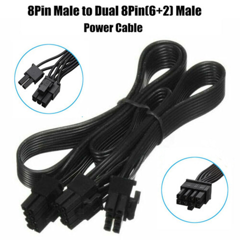 60cm 18AWG 8 Pin macho a Dual 8Pin(6 + 2) hombre PCI-E tarjeta gráfica de vídeo Cable de alimentación GPU Cable de extensión de alimentación Cable ► Foto 1/6