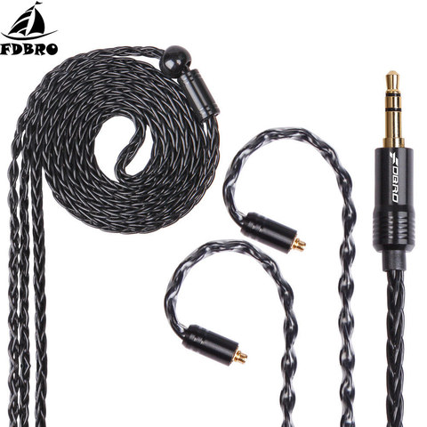 FDBRO-Cable de Audio Chapado en plata para auriculares SE315 SE425, 8 núcleos, MMCX, 2 pines, 0,78mm, A2DC, 2,5/3,5/4,4mm, auriculares equilibrados ► Foto 1/6