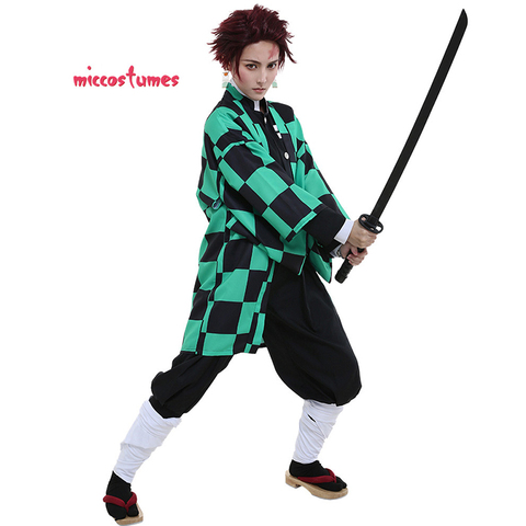 Tanjiro-Disfraz de Cosplay de demonio asesino, no Yaiba Kimetsu, uniforme de cazador ► Foto 1/1