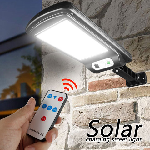 Farola Solar inalámbrica LED con Control remoto, Sensor de luz por movimiento PIR Solar COB IP65, colector Solar para exteriores, lámpara impermeable ► Foto 1/6