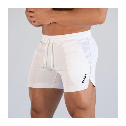 Pantalones cortos deportivos para hombre, shorts blancos de secado rápido, de malla para gimnasio, culturismo, para correr, informales, uomo ► Foto 1/6