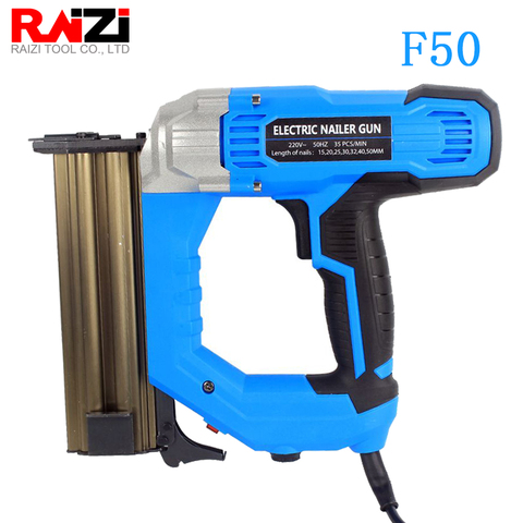 Pistola clavadora eléctrica Raizi F50 para encuadre de carpintería, decoración del hogar, herramienta eléctrica de 220v, pistola de clavos con estuche profesional ► Foto 1/6