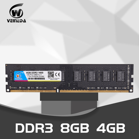 Dimm Ram DDR3 4 gb 8gb 1333 mhz 1600Mhz, Compatible con ddr 3 1066, 4 gb PC3-12800, Memoria interna de 240 pines para todas las PC AMD Intel ► Foto 1/6