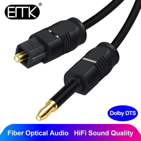 EMK-Cable de Audio Digital Toslink a Mini Toslink 3,5, SPDIF óptico, para Macbook home theater, Blue-ray, 1m, 1,5 m, 2m ► Foto 1/5