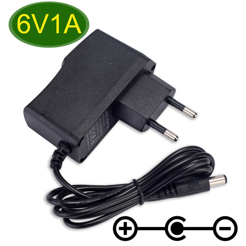 Convertidor de corriente de 6V1A AC 100V-240V, adaptador de corriente de conmutación DC 6V 1A 1000mA, fuente de alimentación universal, polaridad inversa, interior negativo, 1 Uds. ► Foto 1/6