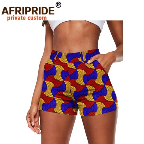 Pantalones cortos con estampado africano para mujer, Shorts cortos de algodón a la moda, informales, de talla grande, ajustados, de cintura alta, Ankara Dashiki, A2022002 ► Foto 1/6