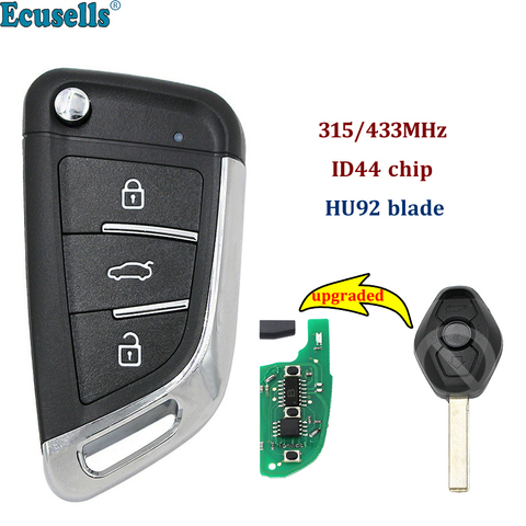 Llave remota modificada abatible para coche, dispositivo con o sin chip ID44 para BMW 1/3/5/7 Series X3 X5 Z3 Z4 para sistema EWS 315MHz / 433MHz HU92 ► Foto 1/6