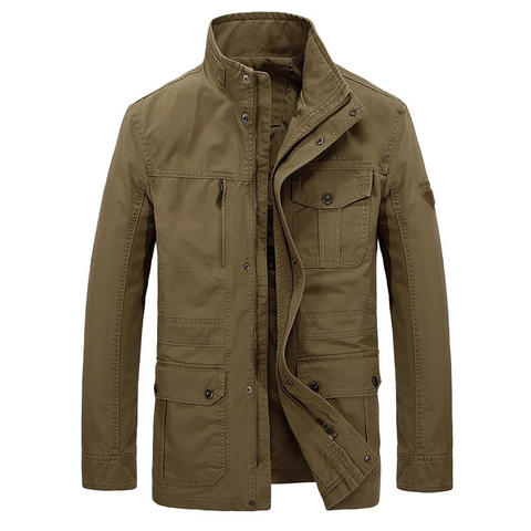 Chaqueta militar de marca de talla grande 7XL 8XL, chaqueta de hombre de otoño invierno de algodón de alta calidad, prendas de vestir del ejército, abrigos medio largos, chaqueta masculina ► Foto 1/6