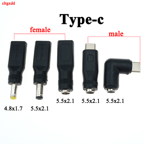 Conector USB tipo C hembra a hembra, 5,5x2,1mm, 5,5x2,1/4,8x1,7mm, Micro USB macho para iphone, portátil, PC, adaptador de corriente DC, 1 unidad ► Foto 1/6