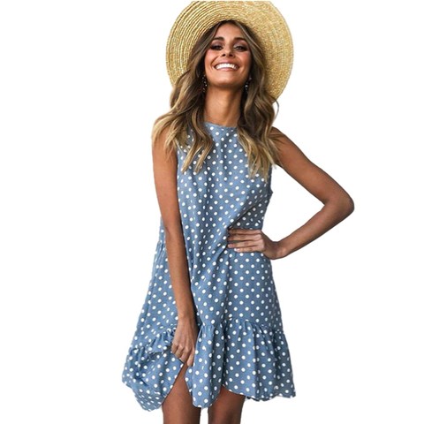 Vestido de punto de ondas para mujer, Vestido corto ajustado informal con volantes y cuello redondo para fiesta y playa de primavera y verano 2022 ► Foto 1/6