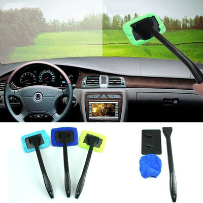 Limpiador de microfibra para parabrisas de plástico, limpiador de ventanas automático, cepillos de mango largo, esponjas, práctico y lavable, herramienta de limpieza de coche ► Foto 1/5