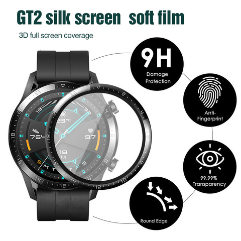 Película protectora Flexible y suave para Huawei Watch, Protector de pantalla de reloj inteligente, sin cristal, 99D, GT2E, GT2, 46mm, GT 2, 2E, 2 uds. ► Foto 1/6