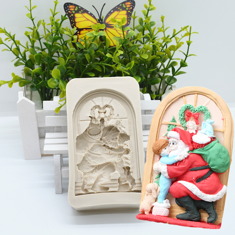 Molde de silicona para ventana de papá noel, herramienta de resina para hornear, pastel de Chocolate para bricolaje, moldes de pastelería, dulces, postres, Fondant para decoración ► Foto 1/5