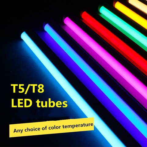 2835SMD T5/T8 integrado Tubos Led de colores 0,3 m/0,6 m Led rojo verde azul rosa púrpura tubo para comida fresca AC100-265V ► Foto 1/6