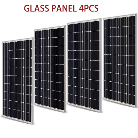 Alta calidad 400w 200w Panel Solar de vidrio 300w PV módulo Kit monocristalino célula Solar 12V cargador de batería Solar RV/casa/barco ► Foto 1/6