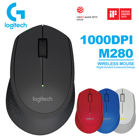 Logitech-ratón inalámbrico M280, dispositivo con conectividad inalámbrica de 1000DPI y 2,4 GHz, para ordenador portátil y sistema operativo Windows Mas ► Foto 1/6