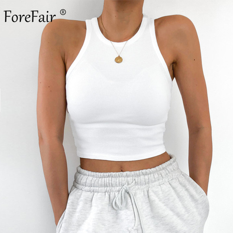 Forefair-Camiseta de tirantes de punto con hombros descubiertos para mujer, Tops de verano, camisola de calle sin mangas con cuello redondo, Tops básicos sexys para mujer ► Foto 1/6