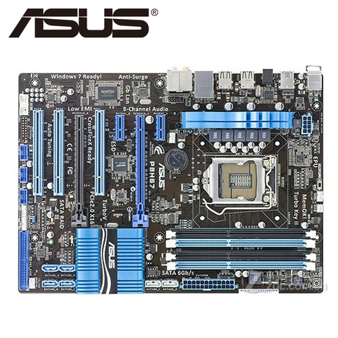 Placa base para ordenador ASUS P8H67, LGA 1155, DDR3, Intel H67, P8H67, SATA II, PCI-E, X16, usada ► Foto 1/1