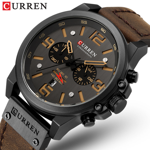 CURREN-relojes deportivos militares para hombre, de cuarzo, cuero, saat erkek, Masculino, 8314 ► Foto 1/6