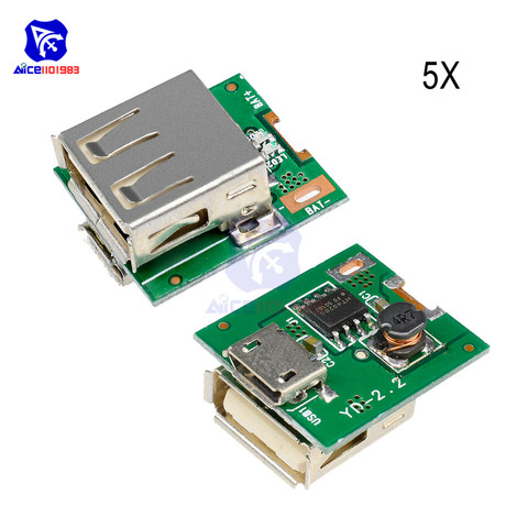 5 uds 5V potencia de impulsar el módulo convertidor de carga de la batería de litio Placa de protección de pantalla LED cargador MICRO USB DIY ► Foto 1/6