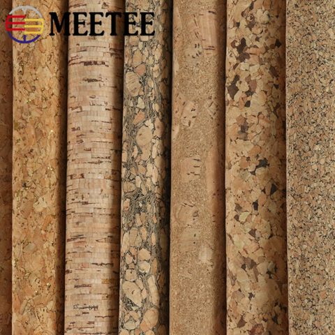 Meetee-Tela de cuero de corcho Natural de 0,5mm de espesor, bolsas de zapatos artesanales, equipaje, suministros de Material de decoración de grano de madera, 90x137cm ► Foto 1/6