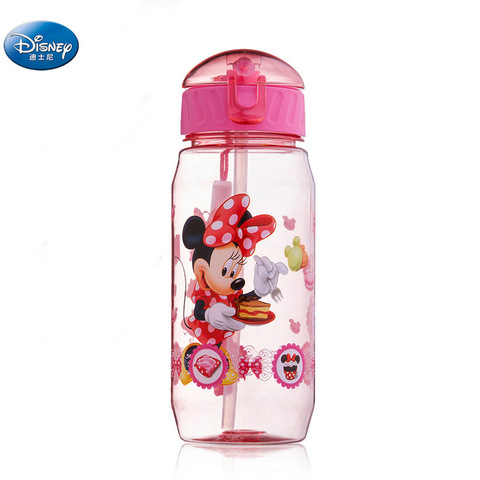 Vasos de agua con dibujos animados de Mickey y Minnie Mouse para niñas, vasos con pajita para niños, botella de agua potable al aire libre para estudiantes de disney, regalo para niños ► Foto 1/6