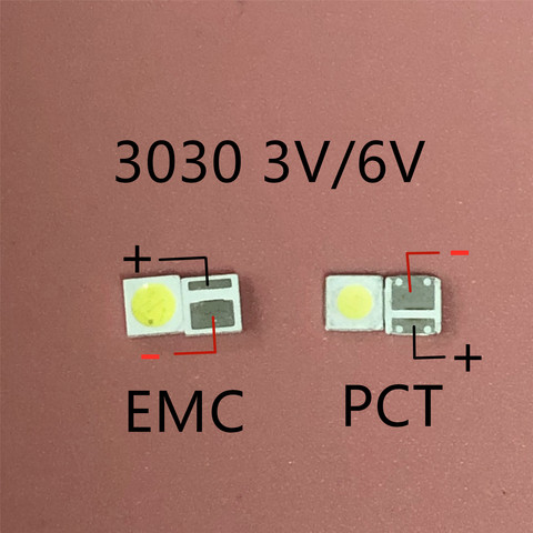 Retroiluminación LED 1W 1,5 W 2W 3030 3V 6V blanco 80-90LM aplicación de TV nuevo PCT EMC led 3v ► Foto 1/3