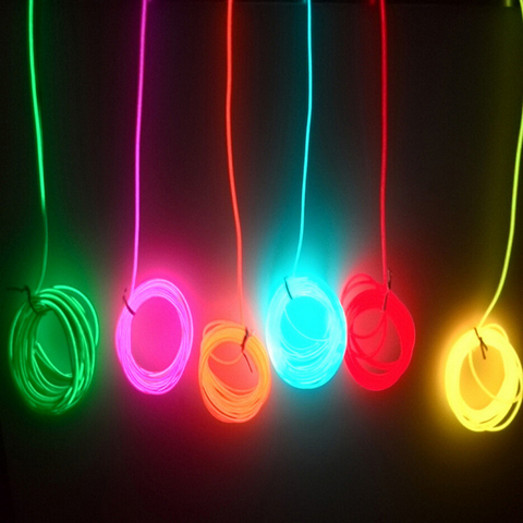 Luz de neón Flexible que brilla en EL tubo de Cable, 2m/3m/5M, 3V, tira de Cable, luz de neón LED, zapatos, ropa, coche, fiesta, controlador decorativo ► Foto 1/6