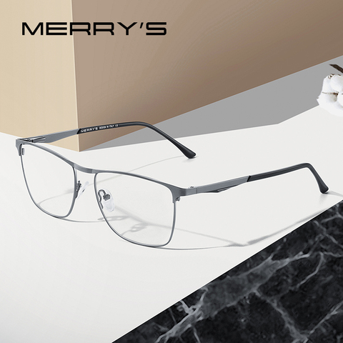 MERRYS-gafas de sol de estilo ejecutivo para hombre, anteojos para miopía, graduadas, ultralivianas, Montura de gafas de aleación de titanio, S2061 ► Foto 1/6