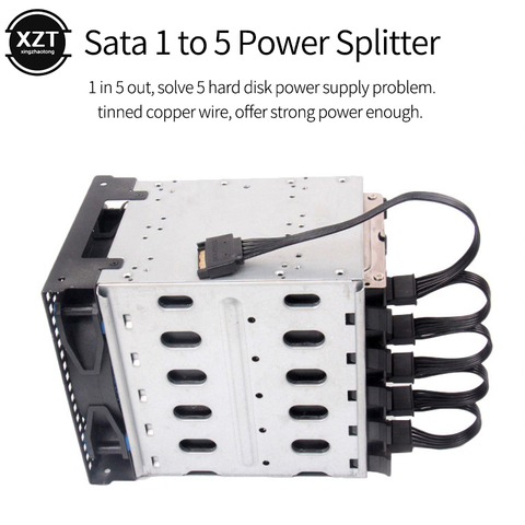 Divisor de fuente de alimentación de disco duro de 15 pines M 1 a 5 SATA, adaptador de corriente de 15 Pines, 60CM ► Foto 1/6