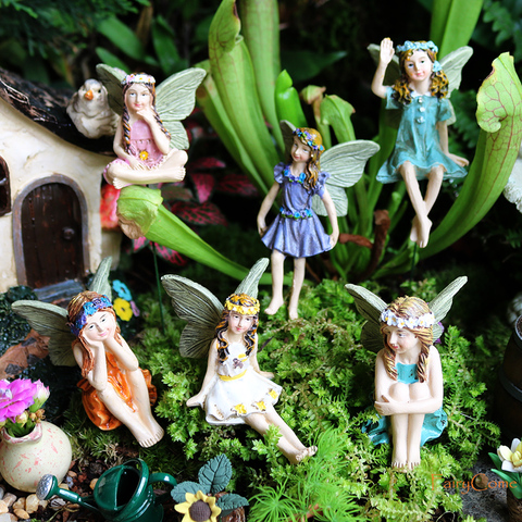 Figura de hadas en miniatura para jardín, figuritas de resina, Mini estatua de hadas, adornos de jardín de hadas, accesorios de decoración, 1 unidad ► Foto 1/6